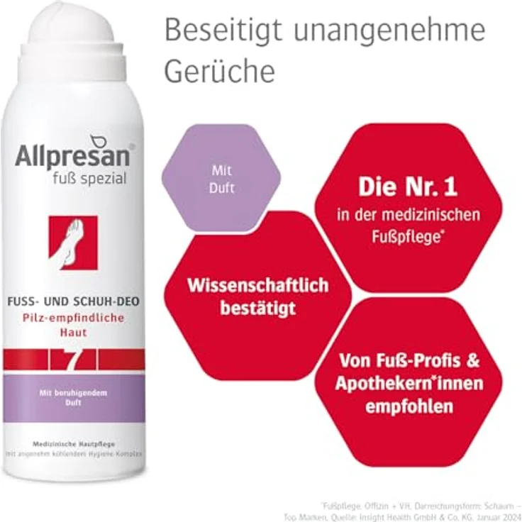 Allpresan Fußspray spezial Nr. 7, antibakterielles Fuß- und Schuh-Deo mit kühlendem Frische-Komplex, 125ml – Bild 5