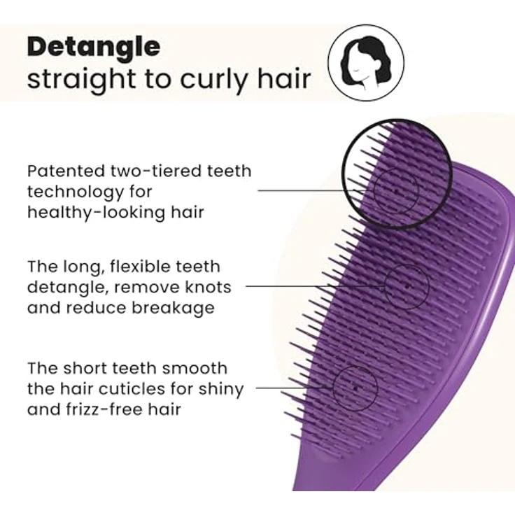 Tangle Teezer The Ultimate Detangler Haarbürste, spezielle Borsten für sanftes Entwirren, Fresh Purple – Bild 2