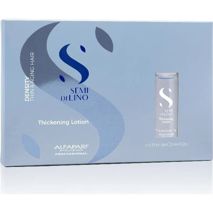 Alfaparf Milano Semi Di Lino Density Thickening Lotion, 6x13ml, Leave-in-Lotion mit Füll-Effekt und Hitzeschutz bis 230 °C, vegane Formel