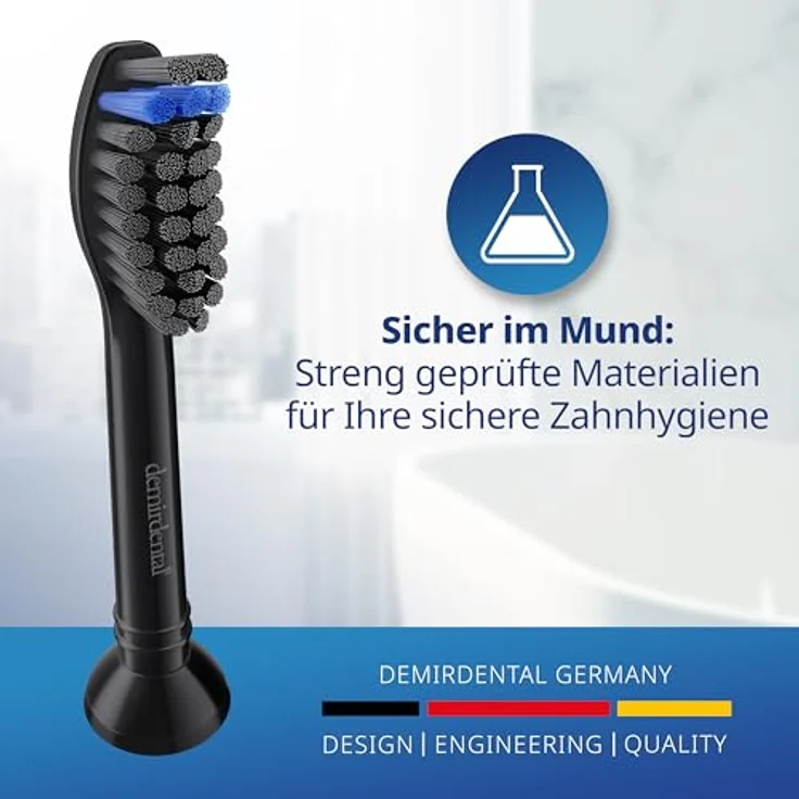 Demirdental 8er-Pack Aufsätze für Philips Sonicare Zahnbürstenaufsatz mit Aktivkohle, Medium Härte, Schwarz, HX9058mb – Bild 6