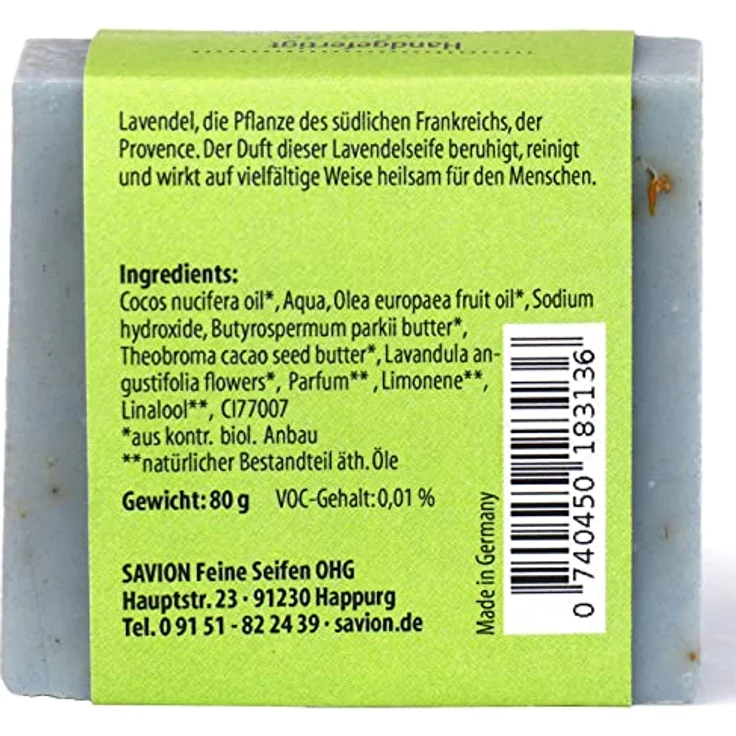 SAVION Lavendel Körperseife, mit Lavendelöl und Lavendelblüten, Vegan, Palmölfrei, 80g – Bild 5