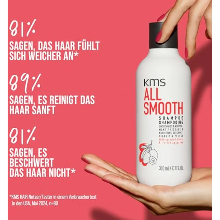 KMS ALLSMOOTH Shampoo für kräftiges Haar, Anti-Frizz, Silikonfrei, vegane Formulierung, 750ml – Bild 3