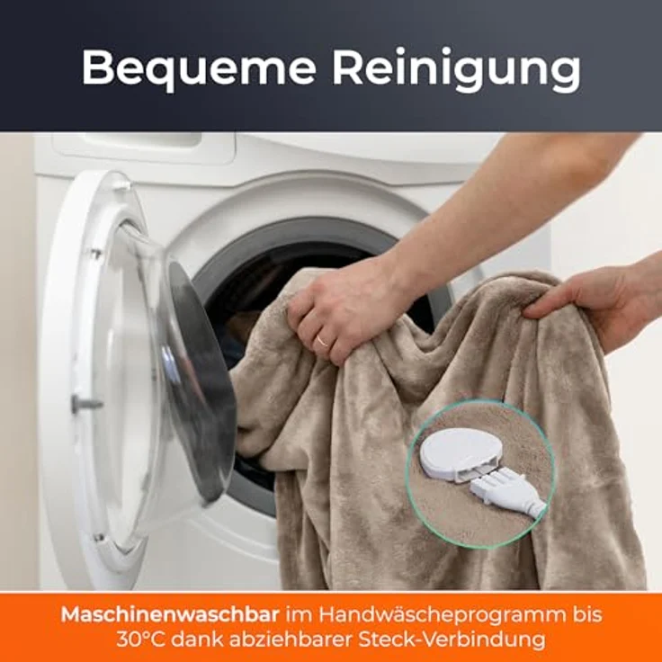 KLAMER Heizdecke 180x130 cm, waschbare Wärmedecke mit 9 Temperaturstufen und Abschaltautomatik, braun – Bild 3