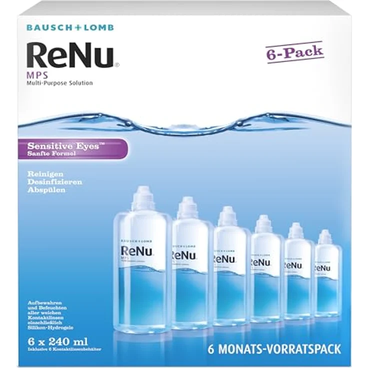 ReNu MPS Sensitive Eyes 6-Monats-Pack 6x 240 ML All-in-One-Lösung zur Reinigung, Desinfektion & Aufbewahrung – Bild 2