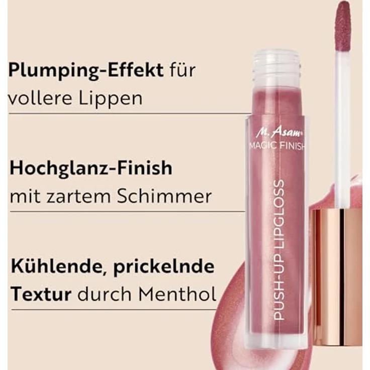 M. Asam MAGIC FINISH Push-up Lipgloss Rosewood Light, 4 ml, Plumping Rosenholzfarbener Lipgloss mit Hyaluron und Prickelndem Effekt für Volle, Glänzende Lippen – Bild 2