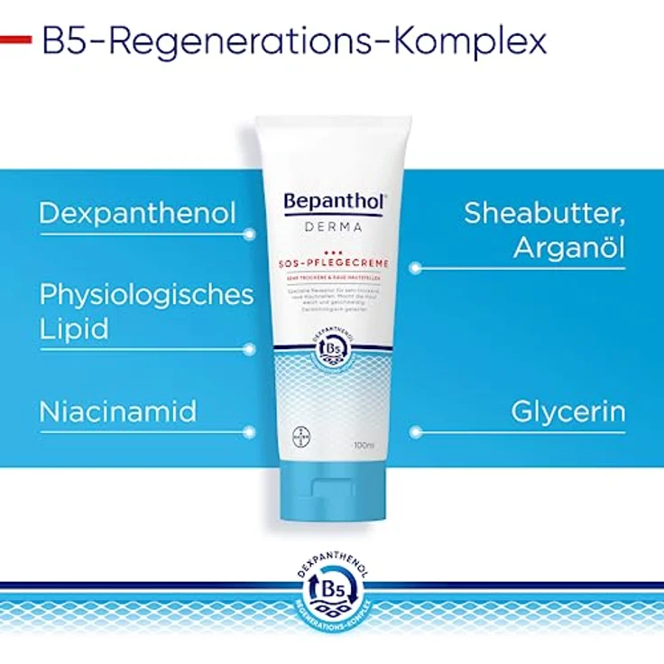 Bepanthol Derma SOS-Pflegecreme, intensive Feuchtigkeitscreme für sehr trockene Haut, 30 ml – Bild 6