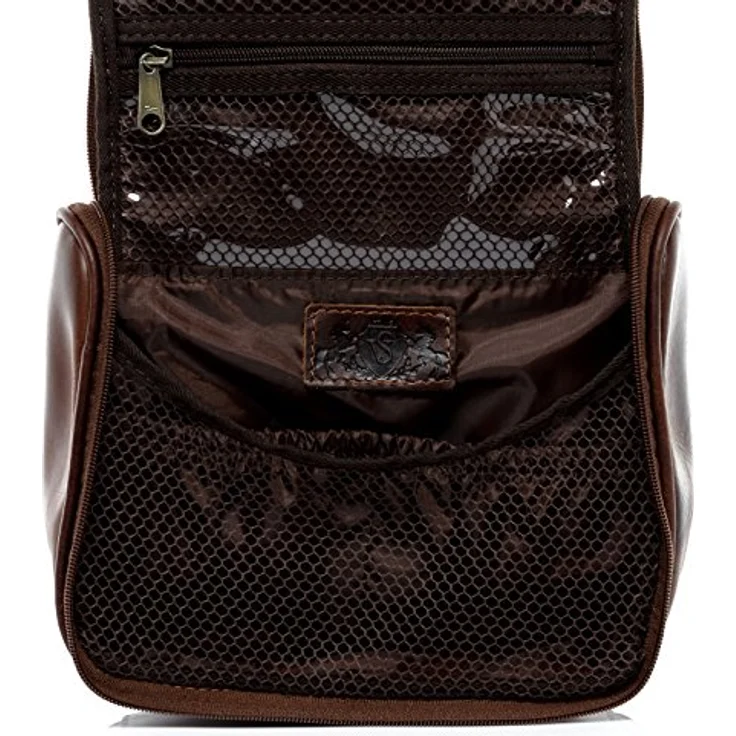 SID & VAIN Hänge-Kulturtasche Heathrow aus Premium Leder I Kulturbeutel für Herren und Damen I Waschbeutel zum Aufhängen braun handgefertigt – Bild 4