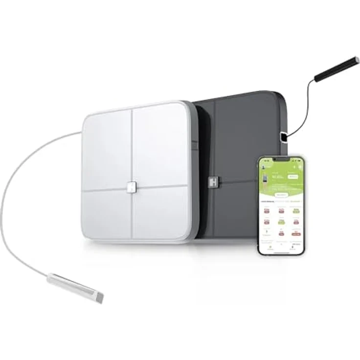 HAMMER Körperanalysewaage Body Screen TX, weiß, 8 Sensoren, 43 Gesundheitsdaten, Analyse der Körperzusammensetzung, Bluetooth, App kompatibel – Bild 3