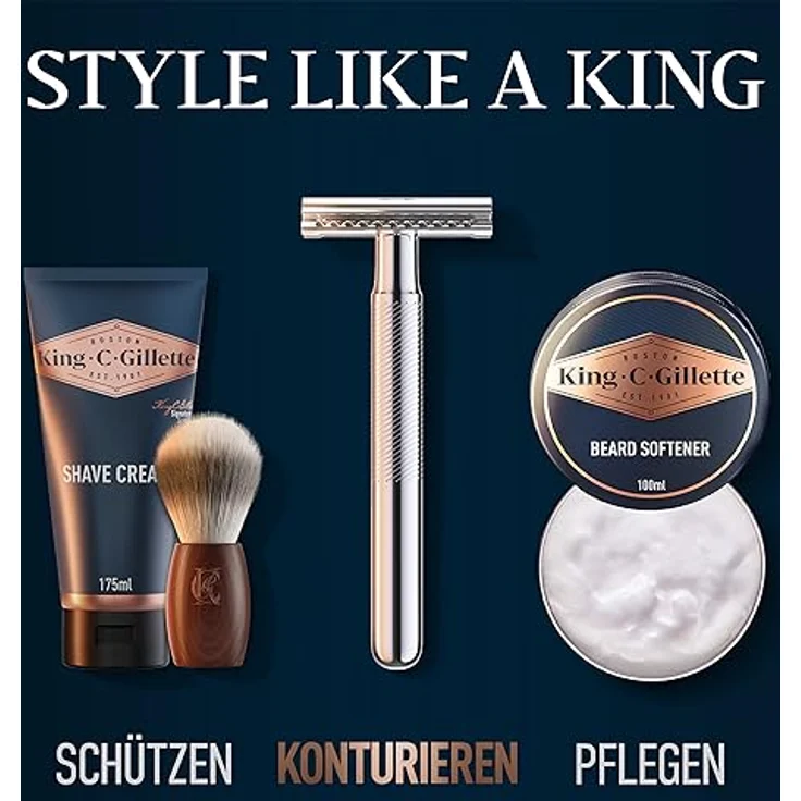 King C. Gillette Double Edge Safety Razor, Rasierhobel für Männer, + 5 Klingen – Bild 6