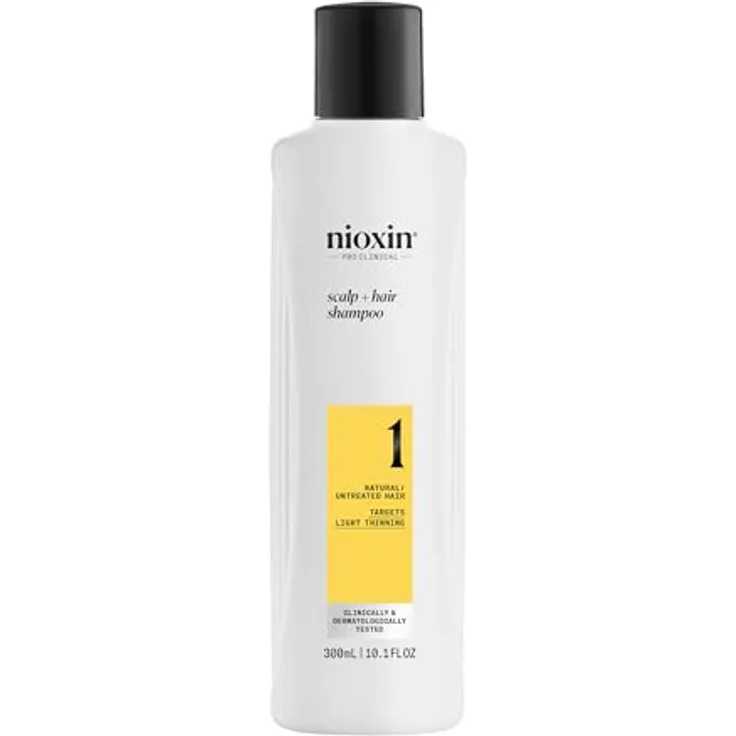 NIOXIN Scalp + Hair System 1 Shampoo - Biotin & Niacinamid, 300 ml, Tiefenreinigung für unbehandeltes Haar