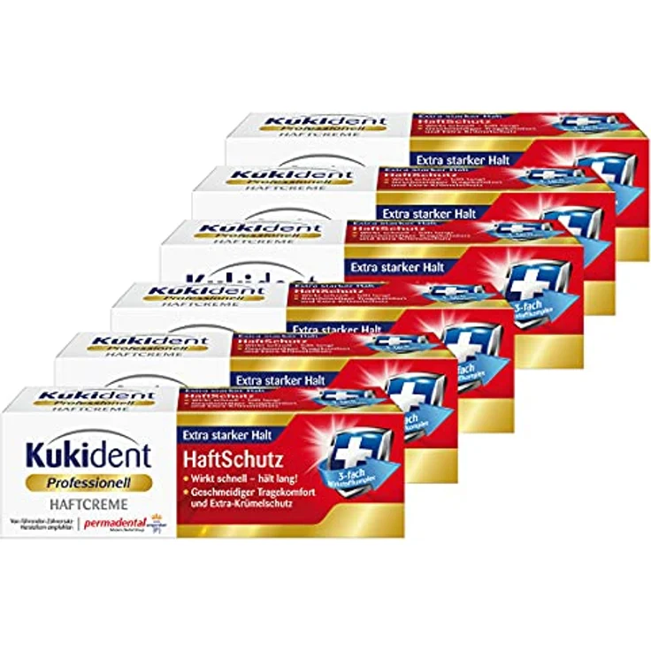 Haftcreme Haftschutz für die Dritten Zahnersatz Gebiss 6 x 40 g - Kukident – Bild 2