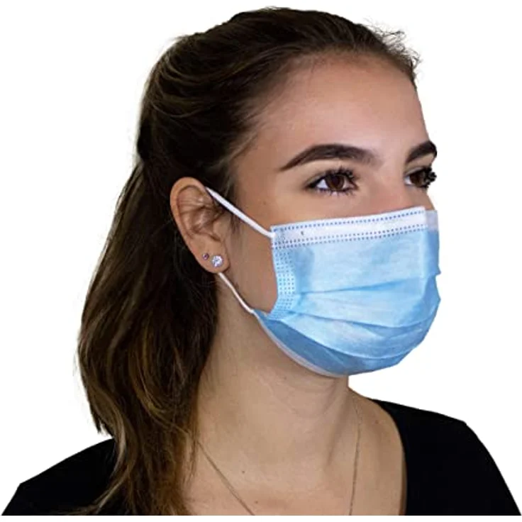 Mundschutz mit Elastikbändern 3-lagig blau 50 Stück – Bild 8