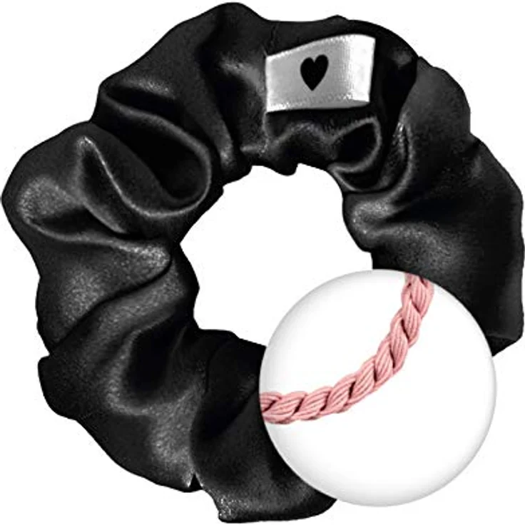 Bellody® Scrunchies Samt – Samtig weich, starker Halt, Velvet Look, exklusive Farben (1 Stück -Seide Schwarz) – Bild 2