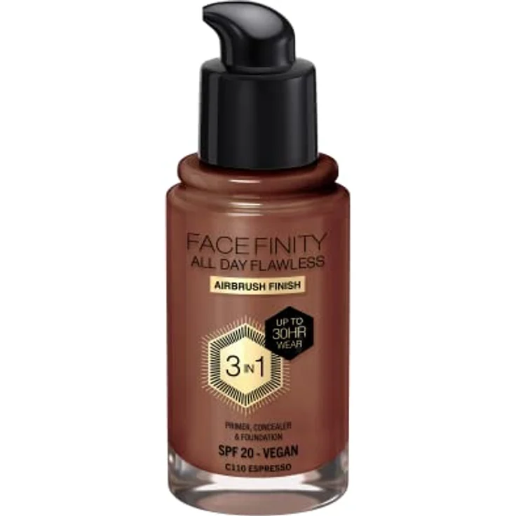 Max Factor Facefinity 3-in-1 All Day Flawless Liquid Foundation LSF 20-110 Espresso 30ml – Bild 1
