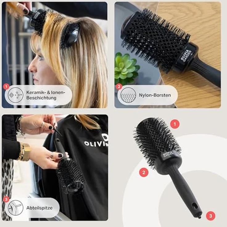 Olivia Garden Expert Blowout Shine – Schwarz - 55 - Runde, antistatische Keramikbürste für glänzende und frizzfreie Blowouts – Bild 4