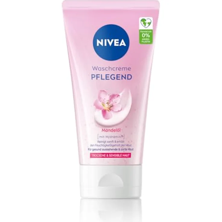 NIVEA Pflegende Waschcreme mit Mandelöl, sanfter Cleanser für trockene und sensible Haut, 150 ml, vegan und biologisch abbaubar – Bild 1