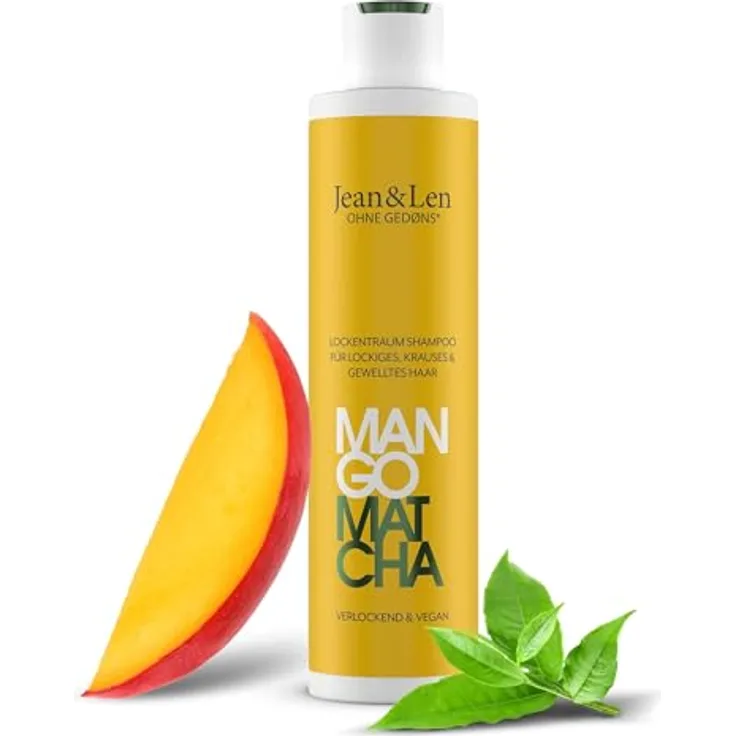 Jean & Len Lockentraum Shampoo Mango & Matcha, Anti-Frizz Pflege für widerspenstiges Haar, reduziert Spliss, definiert Wellen und Locken, vegan, 300ml