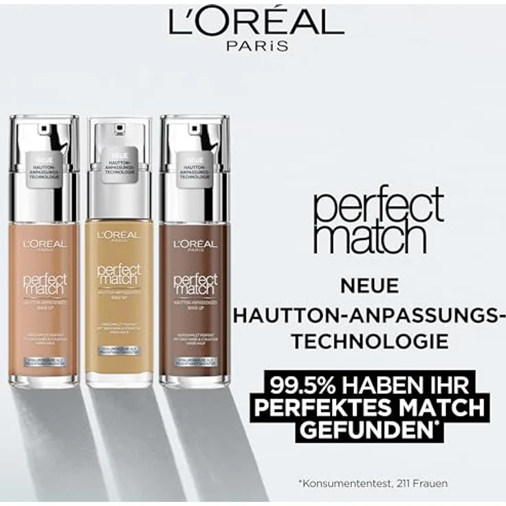 L'Oréal Paris Make up, Flüssige Foundation mit Hyaluron und Aloe Vera, Perfect Match Make-Up, Nr. 10.N Cocoa, 30 ml – Bild 2