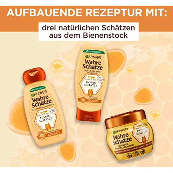 Garnier Wahre Schätze Reparierendes Shampoo Honig Schätze; XXL Format 1L, kräftigt und nährt strapaziertes und brüchiges Haar, 1000 ml – Bild 5