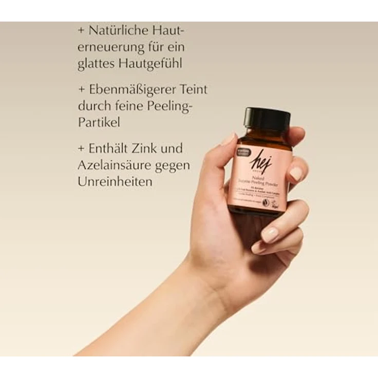 Hej Organic Naked Enzyme Peeling Powder, Gesichtspeeling für Damen mit Bio-Aprikosenkern und Azelainsäure, 30 g – Bild 2