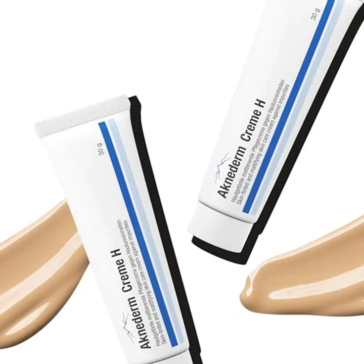 AKNEDERM Creme H 2x30g - Hautgetönte Gesichtscreme kaschiert Pickel & Rötungen - Talgregulierende Tagescreme ohne Parfüm