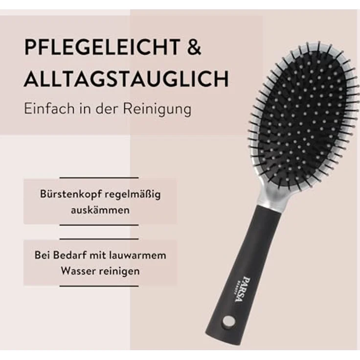 Parsa Beauty Haarbürste Trend Line Groß Oval Bürste Mit Kunststoffpins Silber – Bild 7