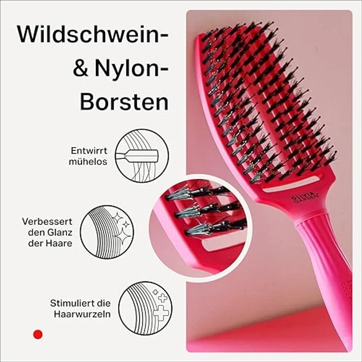 Olivia Garden Fingerbrush Haarbürste Medium Hot Pink – Bild 6