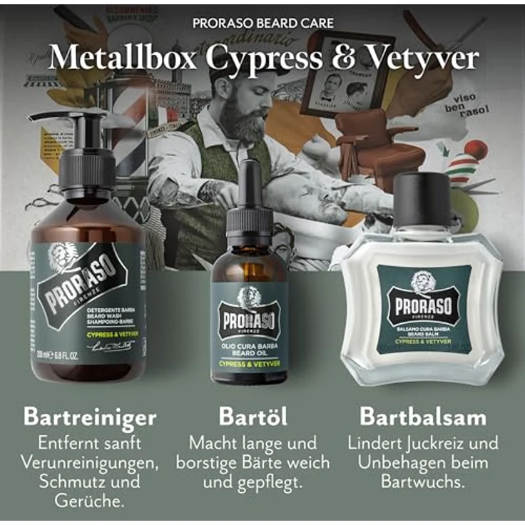 Proraso Cypress & Vetyver Bartpflege Beard Kit 3 teilig 330 ml – Bild 3