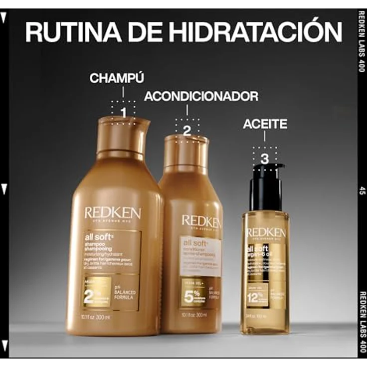 Redken All Soft Argan-6 Öl, Haaröl mit Tiefenpflege für trockenes und brüchiges Haar, 100 ml, mit Omega-6 und Argan-Öl, für Glanz und Hitzeschutz bis 230°C – Bild 5