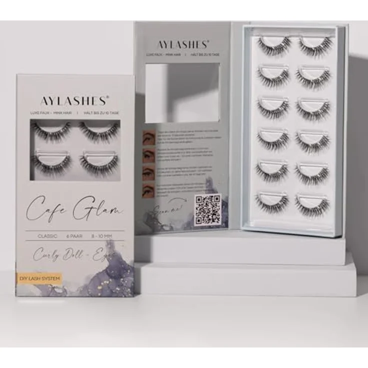 AYLASHES DIY Wimpernextensions Starter Set CAFE GLAM | 6 Paar Wimpern (8-10mm), Applikator, Wimpernkleber, Top Coat Sealer transparent, Lash Remover, bis zu 7 Tage Halt – Bild 4