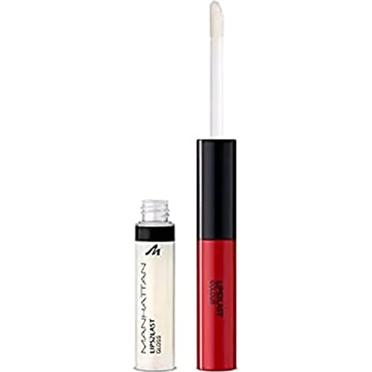 Manhattan Lips2Last Colour&Gloss, Lippenfarbe und Lipgloss in einem, langanhaltend und kussecht, Farbe Glam Red 45A, 1 x 8ml