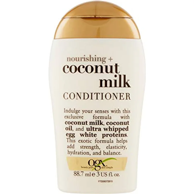 OGX Nourishing Coconut Milk Conditioner (88,7ml) feuchtigkeitsspendende Haarspülung in Reisegröße mit Kokosmilch, Kokosöl & Protein für trockenes Haar