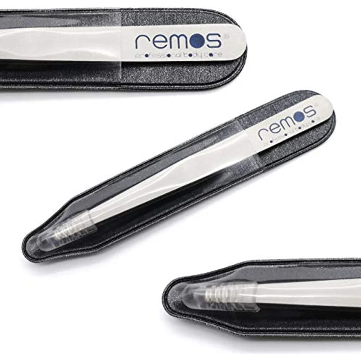 remos professional body care REMOS Augenbrauenpinzette mit runder Spitze, rostfreier Edelstahl, 9,5 cm, inkl. Schutzetui – Bild 5