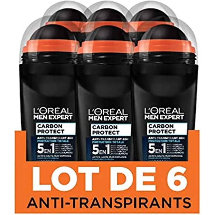 Men Expert L'Oréal Carbon Protect Ice Fresh Deodorant für Herren, 6er pack (6 x 50 ml)