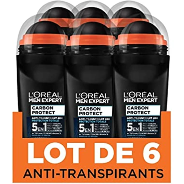 Men Expert L'Oréal Carbon Protect Ice Fresh Deodorant für Herren, 6er pack (6 x 50 ml) – Bild 1