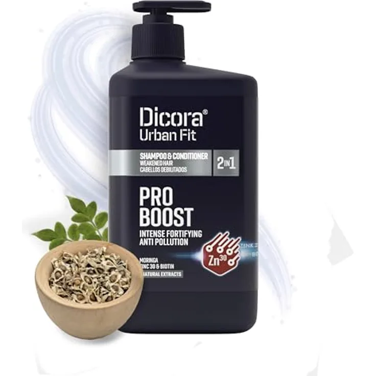 Dicora Urban Fit Shampoo 2in1 Pro Boost für geschwächtes Haar, 800 ml, mit Zink und natürlichen Extrakten, CrueltyFree