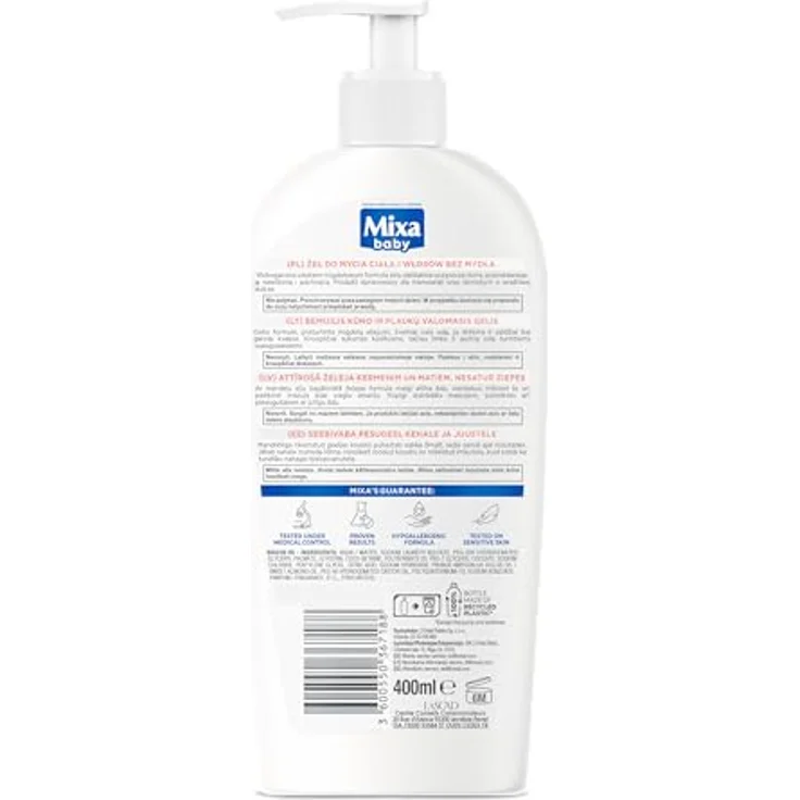 Mixa Baby Duschgel & Shampoo 2 in 1, feuchtigkeitsspendend, 400 ml – Bild 2