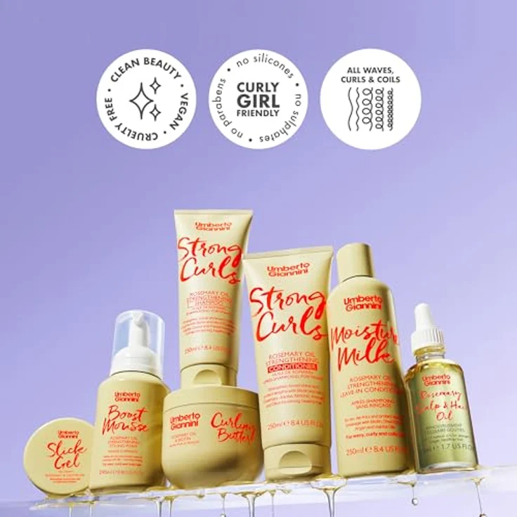 Umberto Giannini Strong Curls Rosemary Oil Conditioner, 250 ml - vegane Haarpflege mit Biotin und natürlichen Ölen, silikonfrei, sulfatfrei, parabenfrei – Bild 7