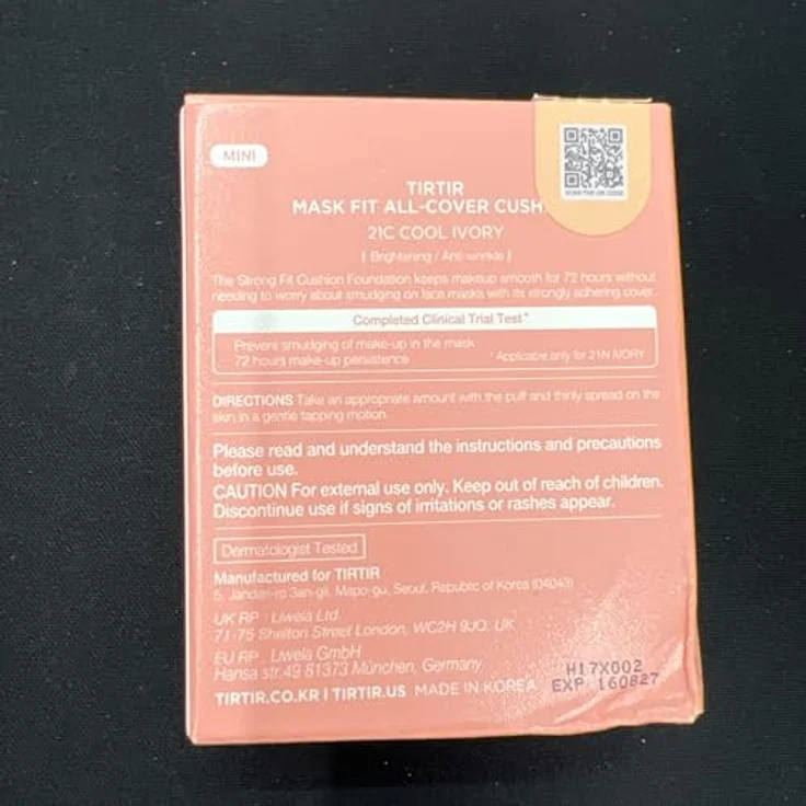 TIRTIR Mask Fit Aura Cushion Mini, mattierendes Make-up im Schwämmchen, 21C Cool Ivory, 4.5 g, mit ausgezeichneter Abdeckung und Hyaluronsäure – Bild 8
