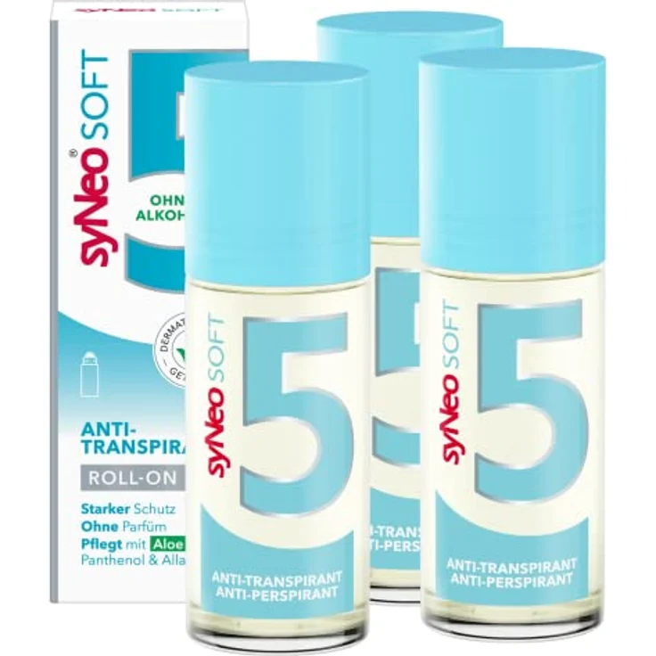 syNeo 5 soft Antitranspirant Roll-On ohne Alkohol, 3er Pack (3 x 50 ml), Anti Schweiß Deo für Damen und Herren gegen starkes Schwitzen – Bild 1