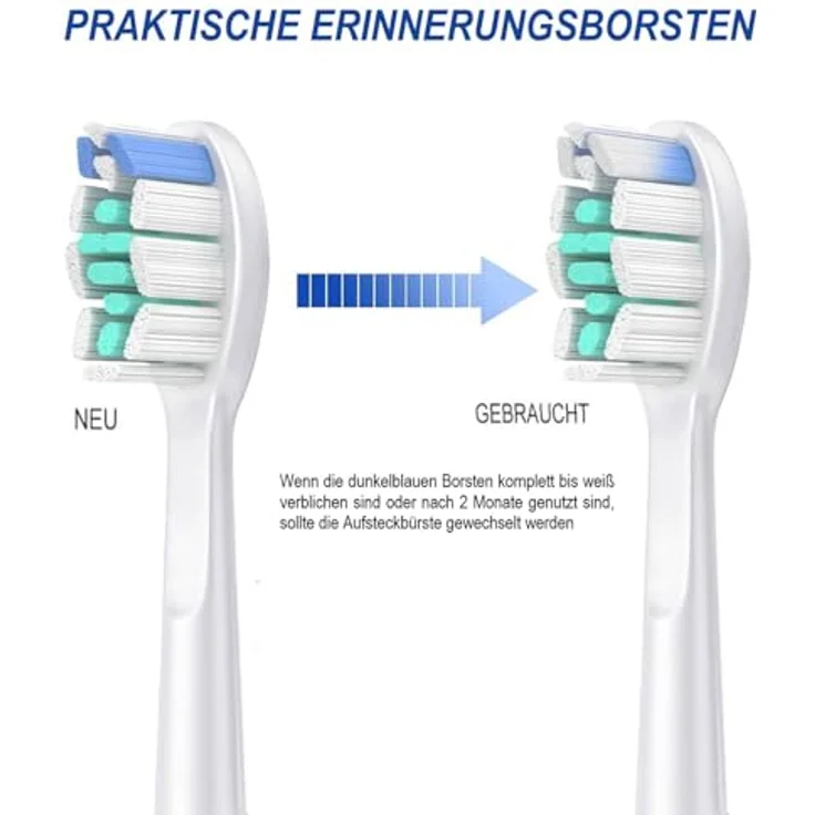 Aismaili 12er Aufsteckbürsten für Philips Sonicare - Weiße Zahnbürstenköpfe mit Memory-Borsten und intensiver Reinigung, kompatibel mit verschiedenen Modellen. – Bild 5