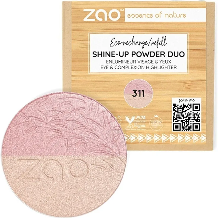 ZAO Shine-up Powder, Highlighter Puder für strahlenden Teint, 9 g, PINK & GOLD