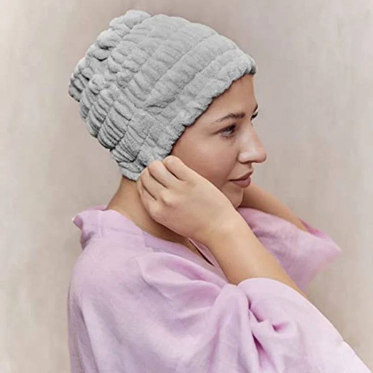 Haarband Damen Stirnband Sport Yoga Bad Dusche Spa Elastische Haarbänder für Make-up Gesichtswäsche Haarschutzband Haartuch Haar Handtuch Mikrofaser Waschbar Universalgröße (Grau) – Bild 4