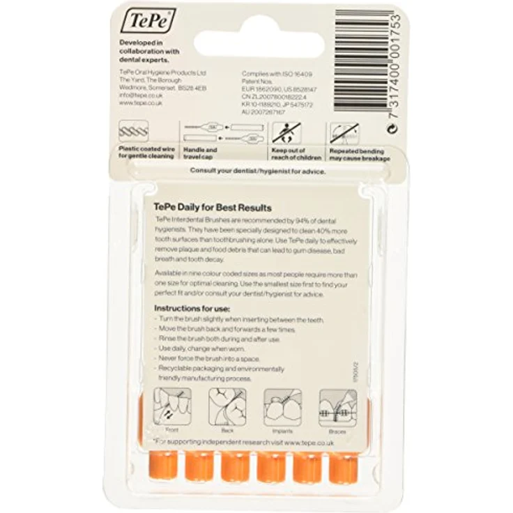 Orange Interdentalbürsten von Tepe 0,45 mm 1 Stück. Interdentalbürsten – Bild 3