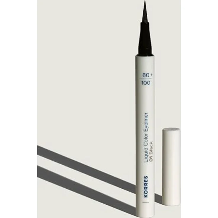 KORRES Liquid Color Eyeliner Black 01, intensiv schwarz, satinierter Finish, wasserresistent, ultrafeine Filzspitze, vegan, 1ml – Bild 5