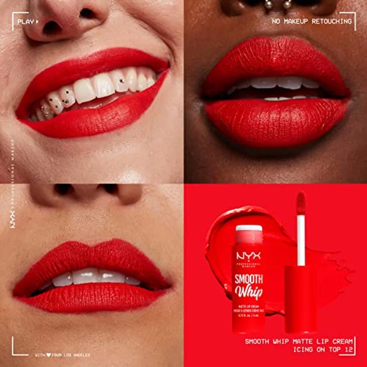 NYX Professional Makeup Smooth Whip Matte Lip Cream, Lippenstift mit hoher Pigmentierung, 4 ml, Farbe ICING – Bild 6