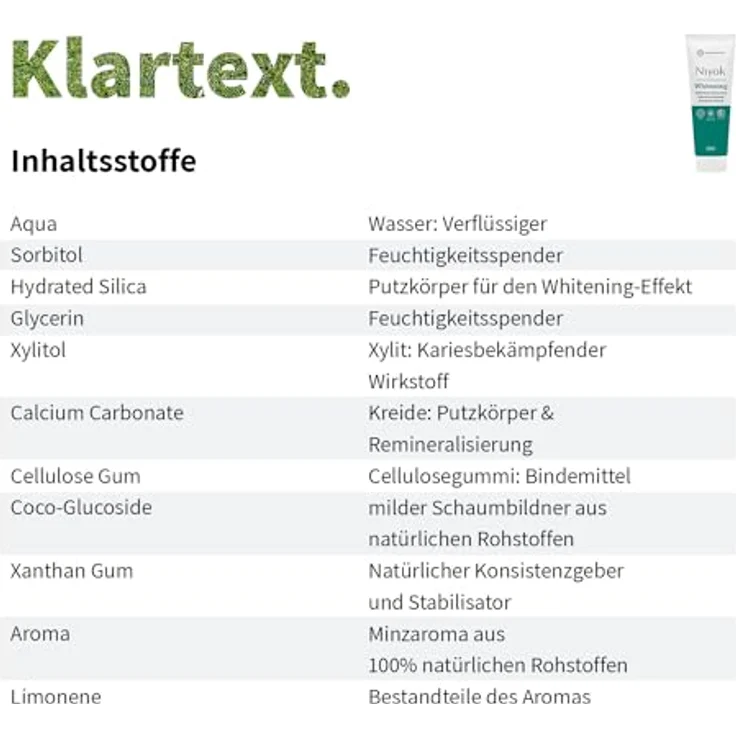 Niyok® Whitening Zahnpasta "Mint" (75ml) • Remineralisierende Zahnpasta für weiße Zähne • Natürliche Pflege & Frische • Plastikreduzierte Tube • Ohne Fluorid & Vegan – Bild 2