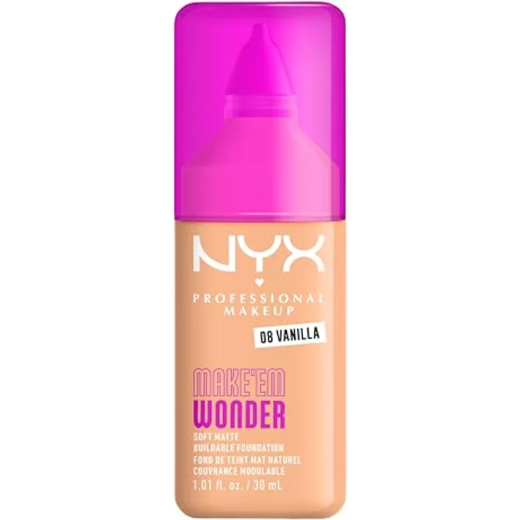 NYX Professional Makeup Make 'EM Wonder Foundation, 30 ml, Glow-Booster, soft-mattes Finish, Farbe 8 - VANILLA – Bild 1