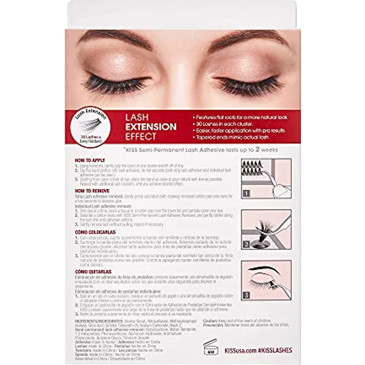 KISS Lash Couture LuXtensions Collection 3D DIY Wimpern Extensions Set, 40 Wimpernbüschel, Wimpernkleber, Wimpern Applikator, Wimpernbürstchen, semi-permanenter Wimpernkleber und Entferner – Bild 3