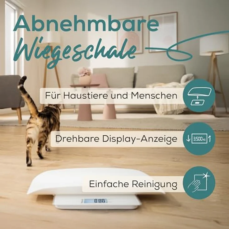 BEURER Polly Multifunktions-Haustierwaage, digitale Präzisionswaage bis 180 kg, Sicherheitsglas-Trittfläche, integrierte BMI-Berechnung, Überlastungsanzeige – Bild 3